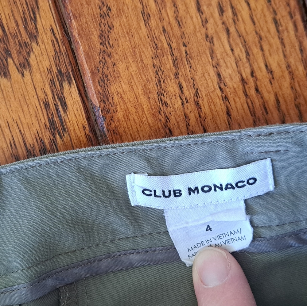 Club Monaco Ankle Crop Dress Pant Olive Green - Picture 5 of 5
